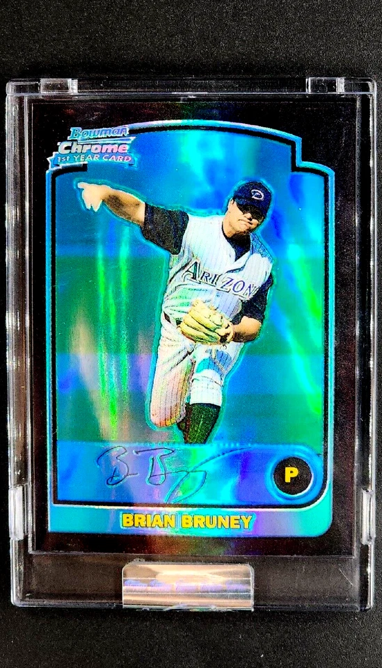 2003 Bowman Chrome Blue Refractor Uncirculated #185 Brian Bruney Encased Rookie - Image 1 of 4