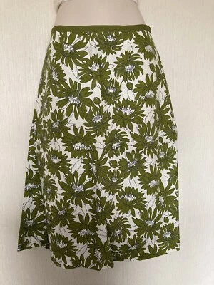 Laura Ashley 10 Skirt Green Floral Flowers Linen Cotton Blend - Image 1 of 4