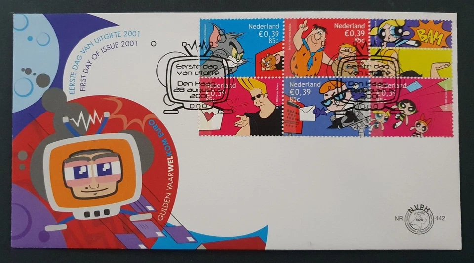 2001 NETHERLANDS NEDERLAND COMICS CARTOON FLINTSTONES NR 442 FDC - Image 1 of 1