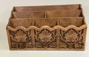Vintage 1960s Lerner Tiki  Bar Polynesian Desk Caddy Organizer Letter Mail Box - Picture 1 of 5