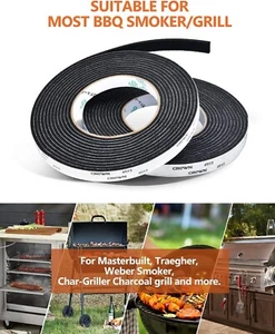 Confezione 2 Guarnizioni Affumicatore BBQ Autoadesive 30 Piedi 1/2" x 1/8" Guarnizione Ricambio Alta Temp - Foto 1 di 2