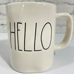 NEW Rae Dunn HELLO Mug Artisan Collection by Magenta BEIGE Coffee Mug Tea Cup - Picture 1 of 6