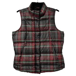 Eddie Bauer Down Tartan Puffer Vest Size S Red Plaid Packable Outdoors - Picture 1 of 7
