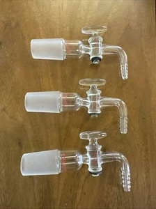 3 Kontes Glass 29/42 Angled Flow Control Adapter w/ 4mm Bore Glass - Picture 1 of 6