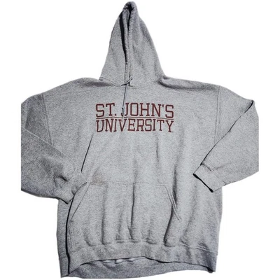 ST JOHNS UNIVERSITY Mens Hoodie 2XL XXL Gray Pullover Collegiate Red Storm - Image 1 of 4