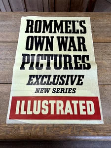 VINTAGE ORIGINAL 1950'S ADVERTISING POSTER ODHAMS PRESS ILLUSTRATED ROMMEL'S WW2 - Picture 1 of 9