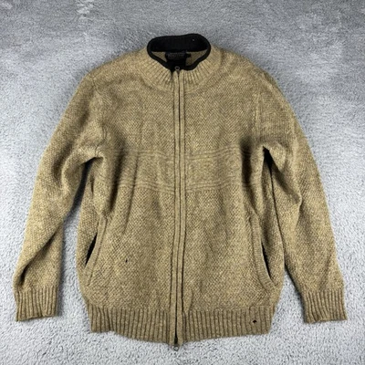 Shetland Wool Pendleton Cardigan Men’s Sweater - Size Large khaki color  - Image 1 of 4
