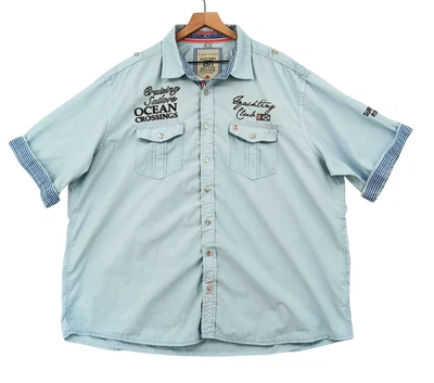 Camisa masculina Angelo Litrico 1971 3XL azul vela iate tema mistura de algodão P/S - Imagem 1 de 4