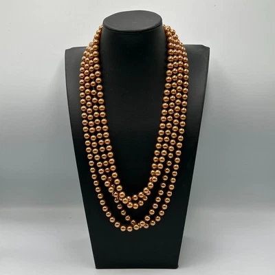 Ожерелье с искусственным жемчугом Joan Rivers бронзовое золотистое узловатое удлиненное 100 дюймов - Изображение 1 из 4