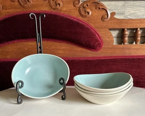 Metlox Poppytrail Del Rey Zuppiera Cereali Ciotole Turchese Set di 4 Uova Forma Ovale - Foto 1 di 11