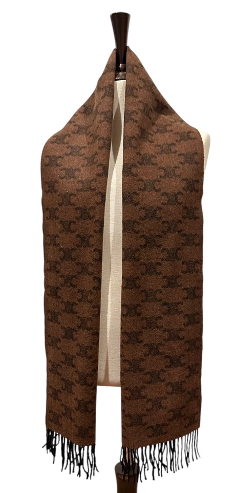 Pre-owned Genuine Celine 100% Cashmere Scarf Brown - Image 1 of 4
