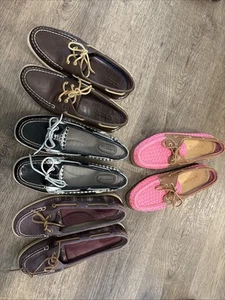 4 pares de zapatos de barco Sperry Top Sider para mujer, cuero talla 9S, rosa 9M - Imagen 1 de 16