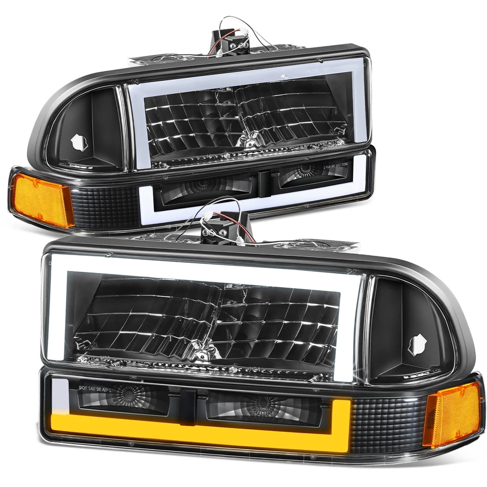 Faros traseros LED DRL cuadrados negro/ámbar Fit 98-04 Chevy Blazer/S10 Foto 1 de 4