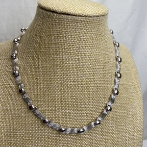 Vintage Monet Silver Tone Choker Necklace Bold Ball Wave Link Modernist Flat - Picture 1 of 11