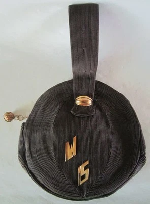 1940s Elegant Brown CORDE Handbag w/ Strap and Brass Accents - Image 1 of 4