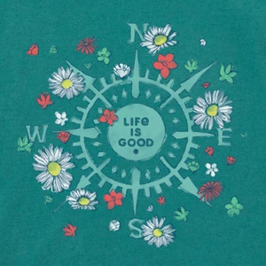 2XL NWT Women's Life is Good Beauty In All Directions Green LS LITE Crusher Vee - Picture 1 of 3