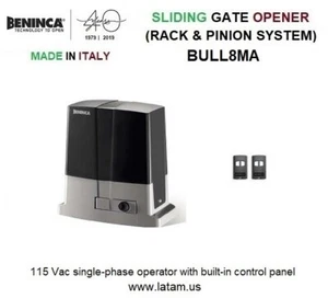 ABRIDOR DE PUERTA DESLIZANTE BENINCA / OPERADOR 115 VCA 24 PIES / 1600 LBS (BULL8MA) - Imagen 1 de 8