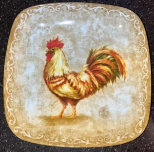 Piatto vintage galli pollo rustico deserto insalata quadrato 222 quinta abbronzatura fuori produzione - Foto 1 di 3