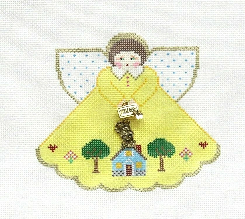 Painted Pony School House Angel w/Charm Handpainted Needlepoint Canvas  - Image 1 of 1