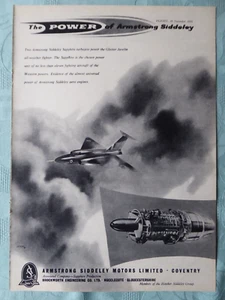 11/1955 PUB ARMSTRONG SIDDELEY SAPPHIRE TURBOJET GLOSTER JAVELIN RAF FIGHTER AD - Picture 1 of 1