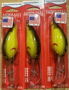 3 Norman Lures DD22 USA Made HD Models - Picture 1 of 5