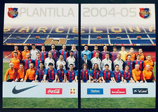 2004-05 Panini Megacracks Barca # 2 + # 3  Plantilla Barcelona team photo cards
