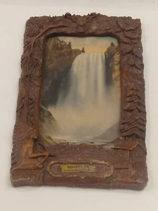 RARE 1900's Yellowstone Park Hand Carved Western Wood Frame Souvenir Picture - Picture 1 of 6