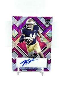 2022 Leaf Metal Draft Kyle Hamilton Pink Wave Refractor RC Auto #9/15 Ravens - Picture 1 of 2