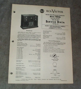 RCA Original Service Data Manual 1949, No.21 1st Ed.AM-FM Radio Phonograph 9W106 - Picture 1 of 1