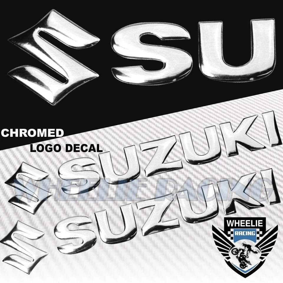 X2 6.25" EXTRA 3D BRILLANTE ABS EMBLEMA CALCOMANÍA LOGOTIPO ALA + PEGATINA CARTA SUZUKI CROMO Foto 1 de 1