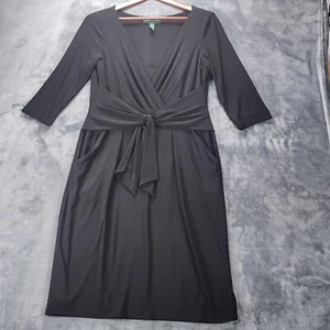Lauren Ralph Lauren Kleid Damen 10 schwarz Polyester Freizeit 3/4 Arm A-Linie weich - Bild 1 von 10
