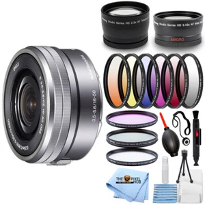 Sony E PZ 16-50mm f/3.5-5.6 OSS Lens (Silver) - White Box Filter Kit Bundle - Picture 1 of 3