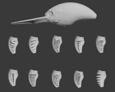 wLure Hard Plastic 3D Stencil for Fishing Lure Crankbait Blank Body UPC733