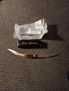3 7/8" Closed Pocket Knife Red&Brown Bone Handle by Frost Cutlery - Picture 1 of 6