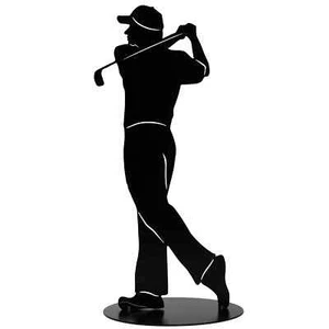 Golfspieler Figur schwarz Golf Deko Wohnzimmer Metall Gartendeko Golfer Geschenk - Bild 1 von 6