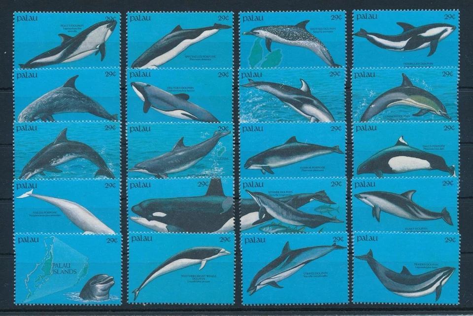[75173] Palau 1991 Marine Life Dolphins 20 Values MNH - Image 1 of 1