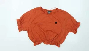 Primark Womens Orange Cotton Blend T-Shirt Size 12 - Star - Picture 1 of 12