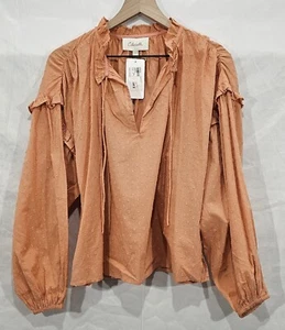NWT Cleobella Womens Peasant Top Organic Cotton Balloon Sleeve Coral Boho Size M - Bild 1 von 17