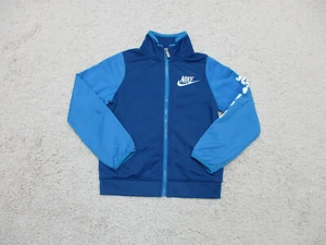Nike Sweater Large Youth 7 Yrs Blue Full Zip Pockets Spell Out Logo Swoosh Boys - Picture 1 of 9