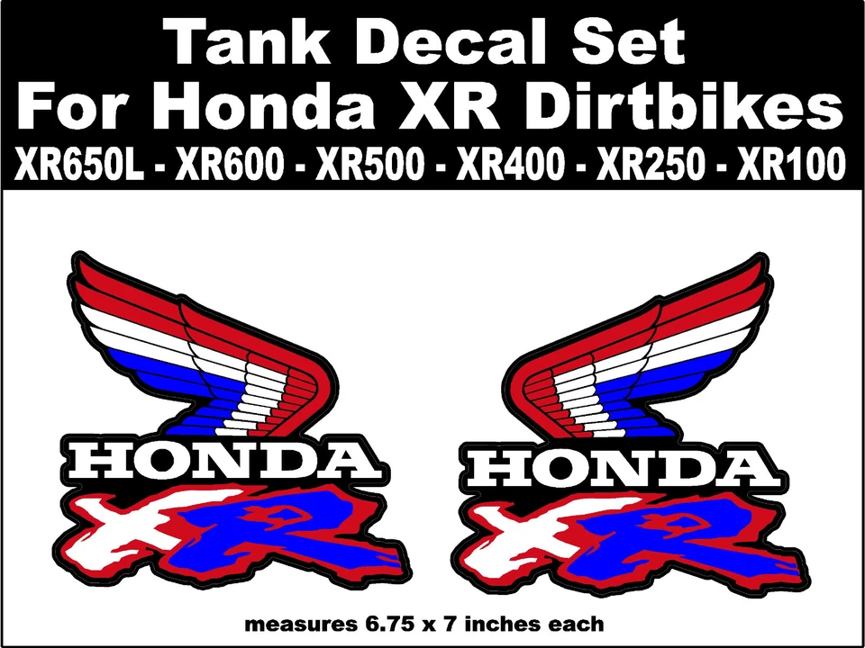 Calcomanías de tanque XR Honda XR650 XR600 XR500 XR400 XR350 XR250 XR200 XR100 6 Foto 1 de 1