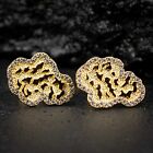 Men’s 14k Gold Plated 925 Sterling Silver Nugget Cz Iced Stud Earrings
