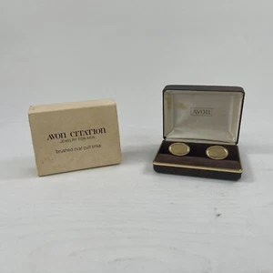 Joyería de citas vintage AVON para hombre - gemelos ovalados cepillados - Imagen 1 de 8