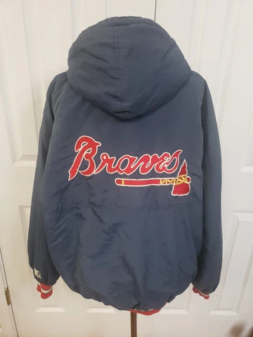 Vintage Atlanta Braves Starter Jacket Large Side Zip Read Description Cover