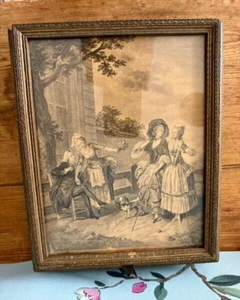 Vintage Vanity Box with Mirror | Print of a French 18th-Century Pastoral Scene - Picture 1 of 7