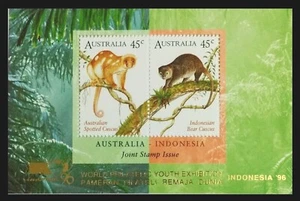 095.AUSTRALIA 1996 STAMP M/S AUSTRALIA - INDONESIA JOINT ISSUE,CUSCUS,OVERPRINT - Picture 1 of 1