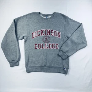 Felpa sportiva vintage Dickinson College Russell piccola grigia girocollo patch a V - Foto 1 di 14
