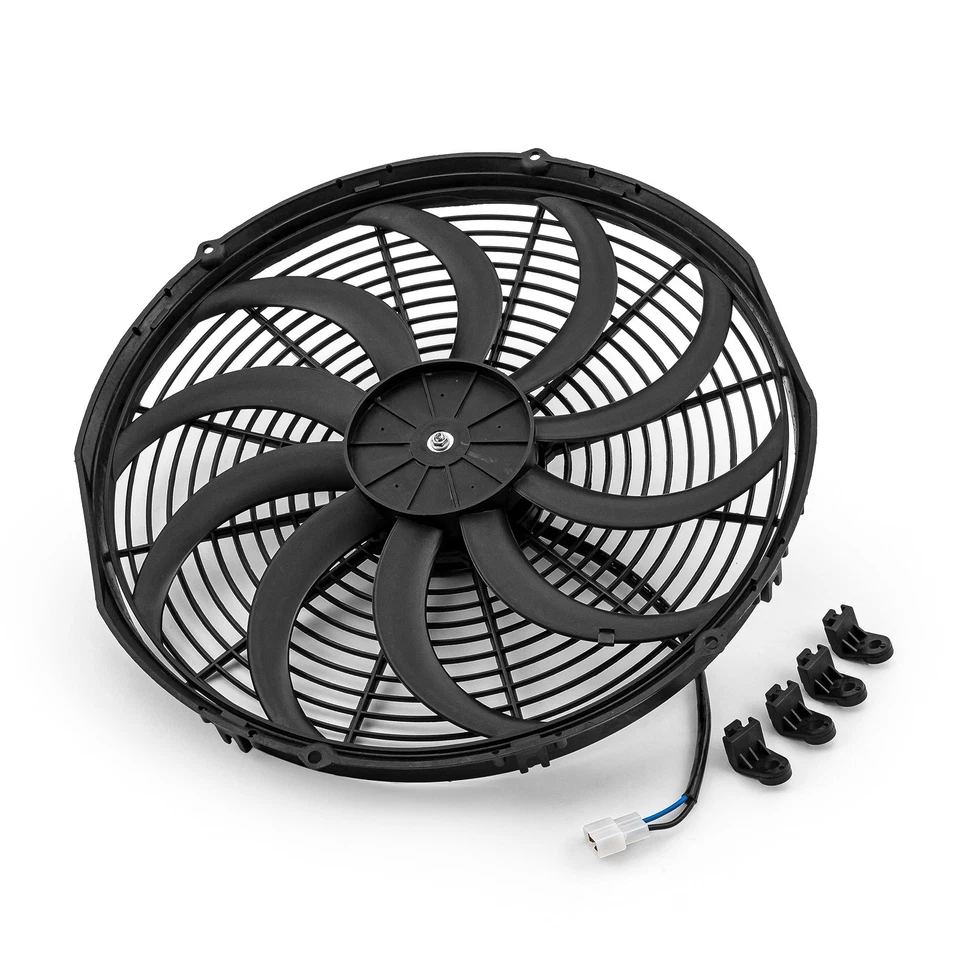 Ventilador térmico eléctrico radiador hoja reversible 12V 'S' 16" - motor grande Foto 1 de 4