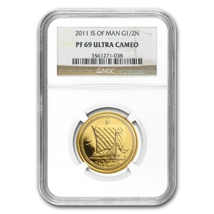 2011 Isle of Man 1/2 oz Gold Noble PF-69 NGC - Picture 1 of 3