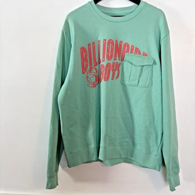 Sudadera Billionaire Boys Club XXL Cuello Redondo Bolsillo Verde Agua Rosa Gráfico Foto 1 de 4