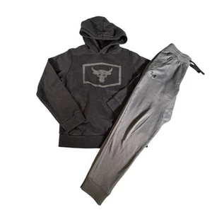 Under Armour Project Rock Youth Set Hoodie & Joggers YMD Black Gray Dwayne Rock - Picture 1 of 9